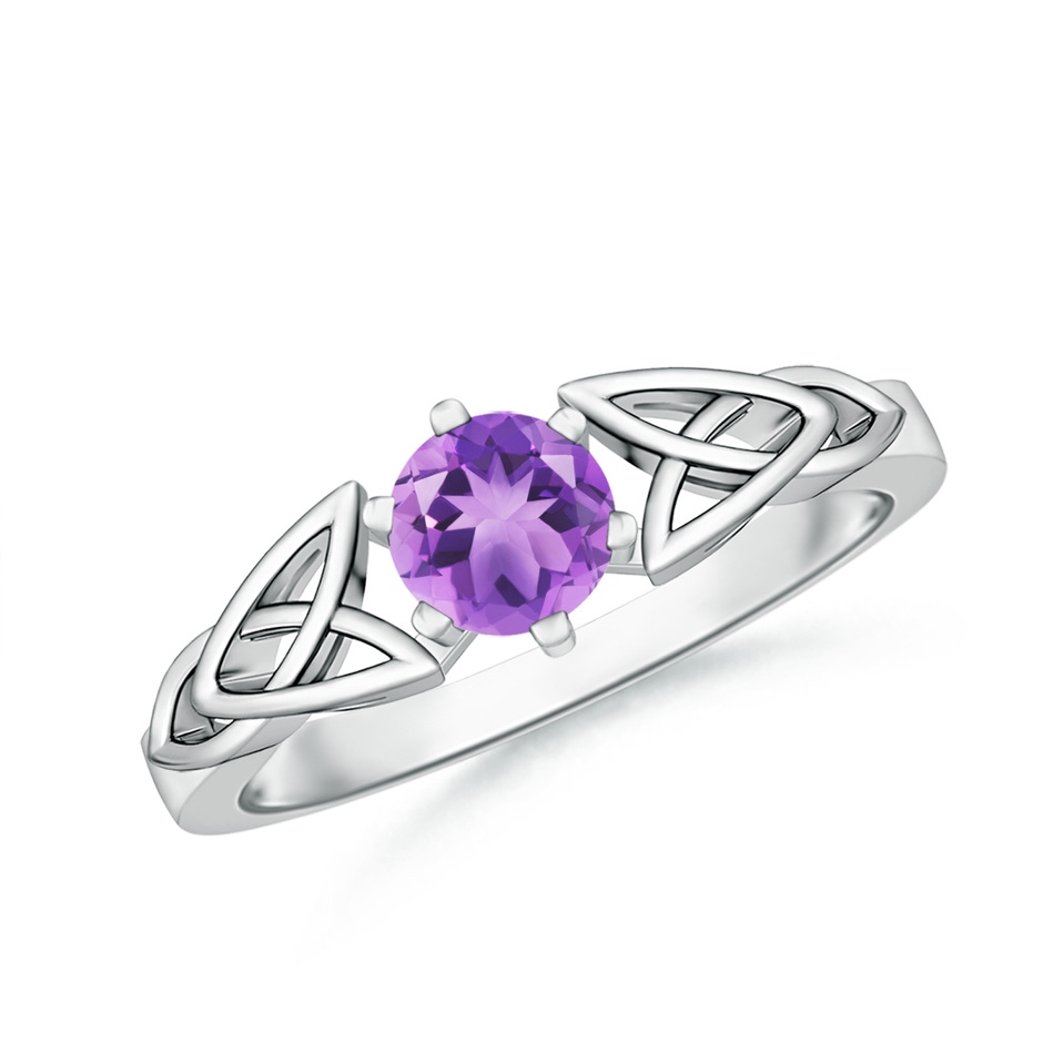 5mm A Solitaire Round Amethyst Celtic Knot Ring in P950 Platinum 
