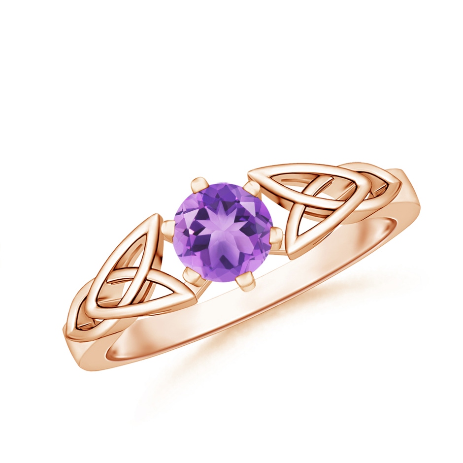 5mm A Solitaire Round Amethyst Celtic Knot Ring in Rose Gold 