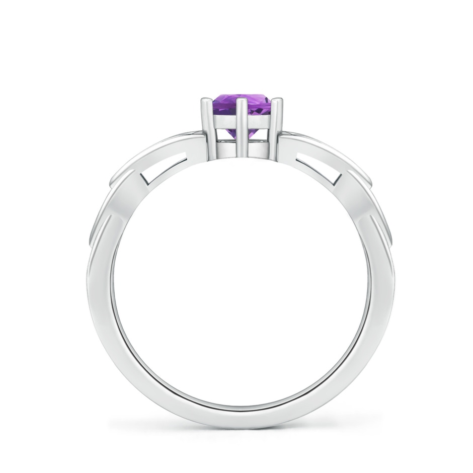 5mm AA Solitaire Round Amethyst Celtic Knot Ring in White Gold side-1