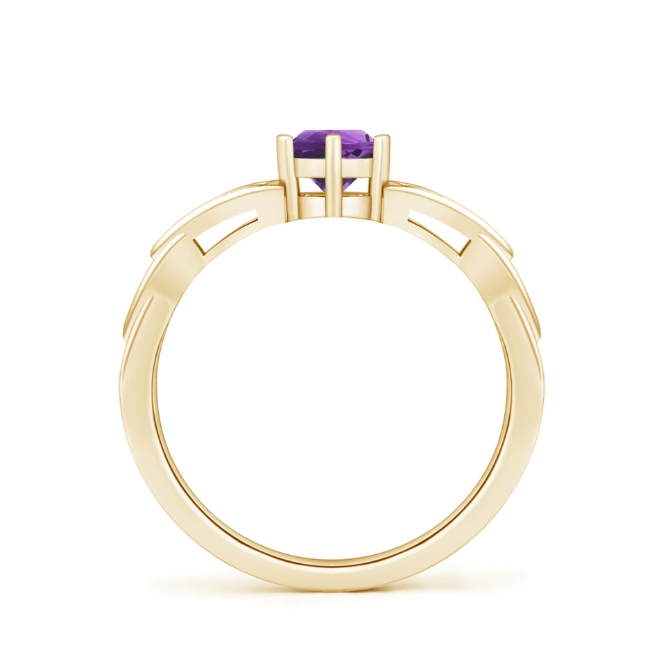 5mm AAA Solitaire Round Amethyst Celtic Knot Ring in Yellow Gold side-1