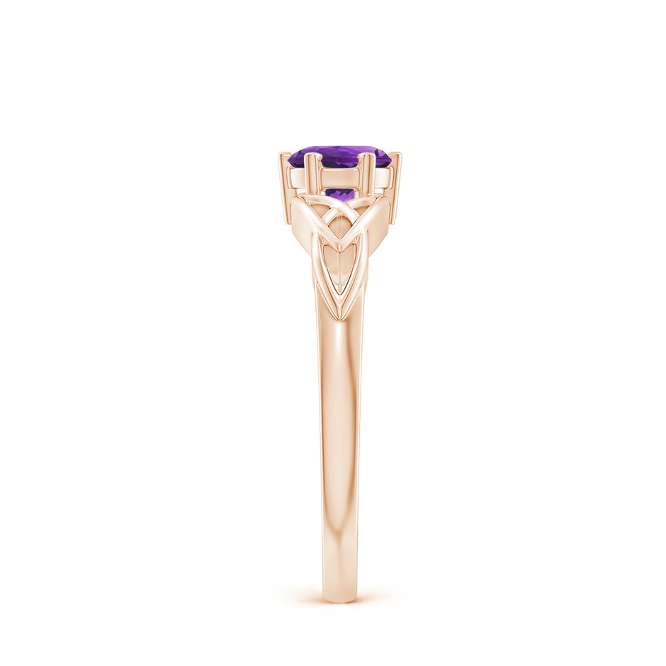 5mm AAAA Solitaire Round Amethyst Celtic Knot Ring in Rose Gold side-2
