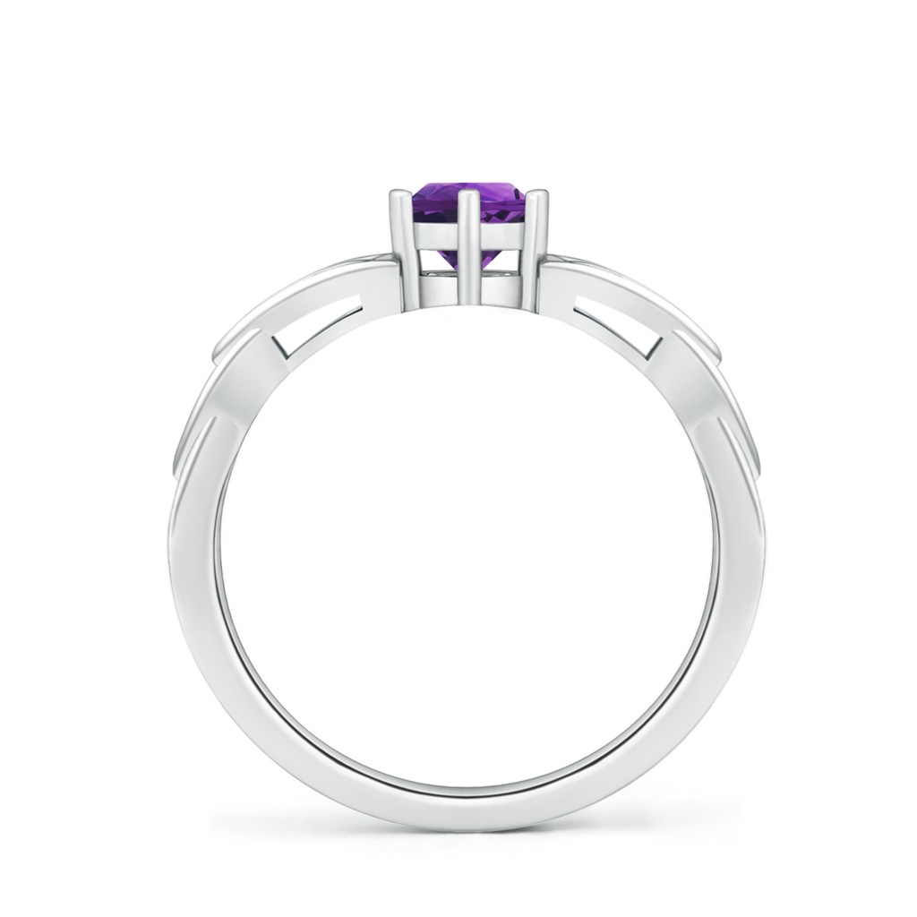 5mm AAAA Solitaire Round Amethyst Celtic Knot Ring in White Gold - side_1