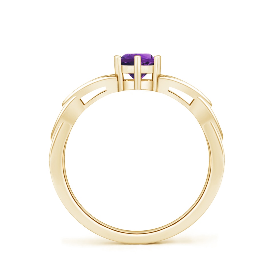 5mm AAAA Solitaire Round Amethyst Celtic Knot Ring in Yellow Gold side-1