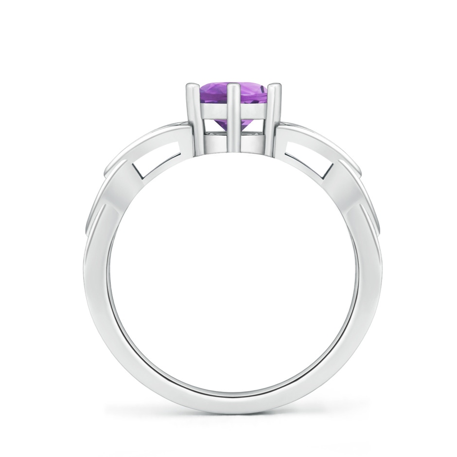 6mm A Solitaire Round Amethyst Celtic Knot Ring in White Gold side-1