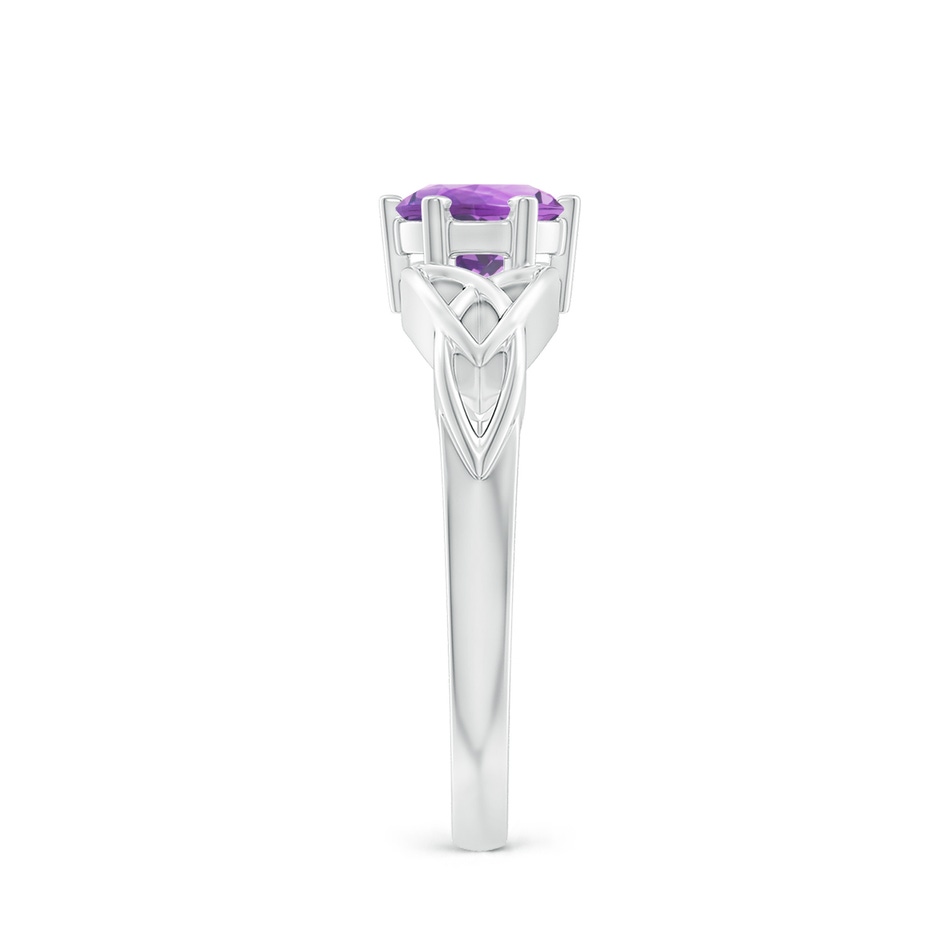 6mm A Solitaire Round Amethyst Celtic Knot Ring in White Gold side-2