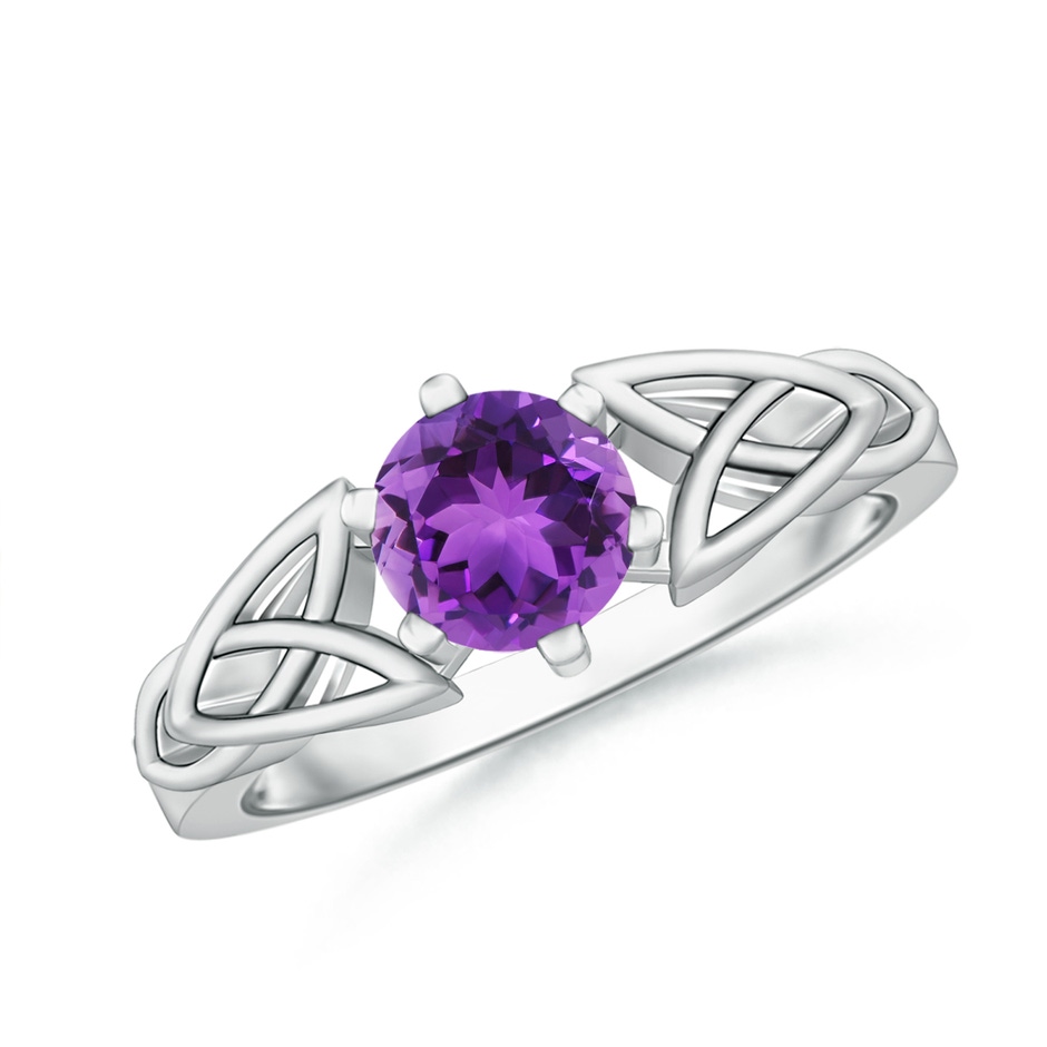 6mm AAA Solitaire Round Amethyst Celtic Knot Ring in P950 Platinum 