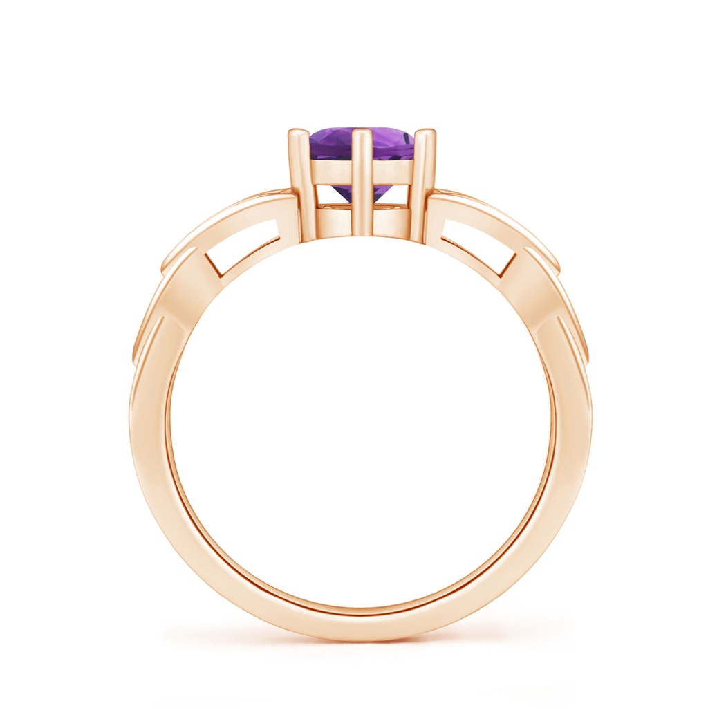 6mm AAA Solitaire Round Amethyst Celtic Knot Ring in Rose Gold - side_1