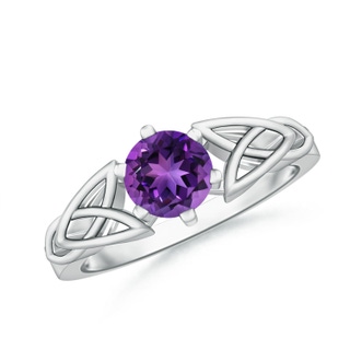 6mm AAAA Solitaire Round Amethyst Celtic Knot Ring in P950 Platinum