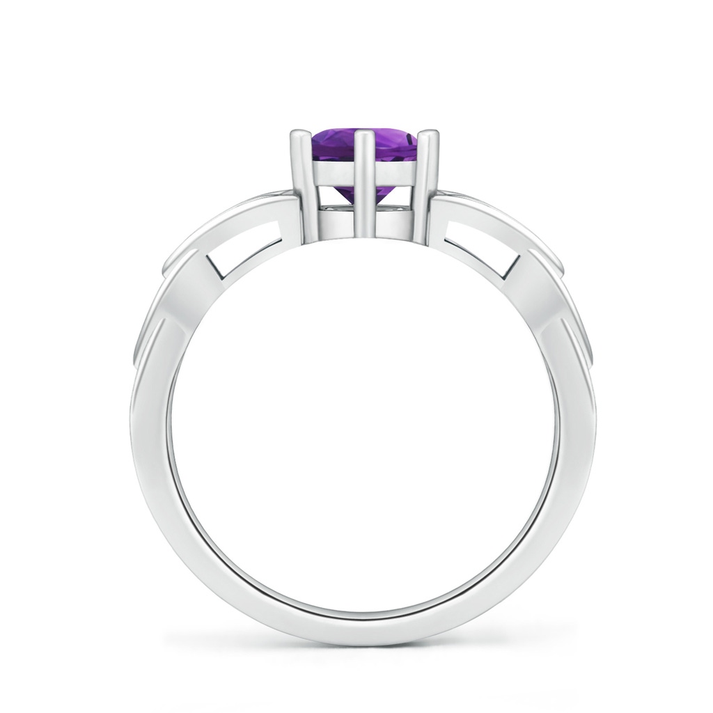 6mm AAAA Solitaire Round Amethyst Celtic Knot Ring in White Gold - side_1