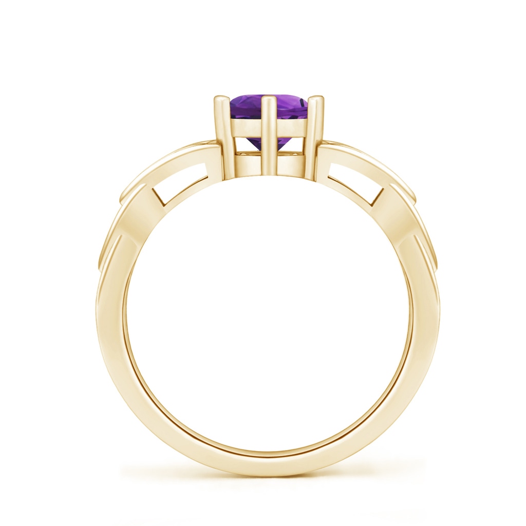 6mm AAAA Solitaire Round Amethyst Celtic Knot Ring in Yellow Gold - side_1