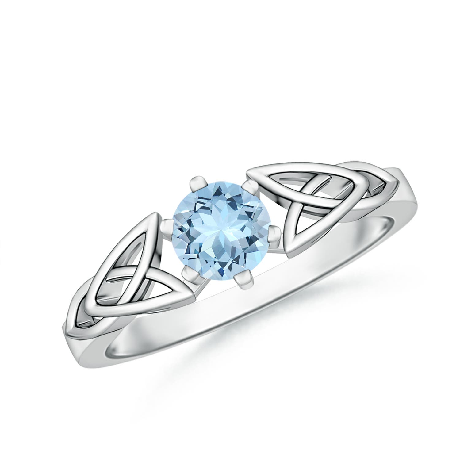 5mm AAA Solitaire Round Aquamarine Celtic Knot Ring in P950 Platinum