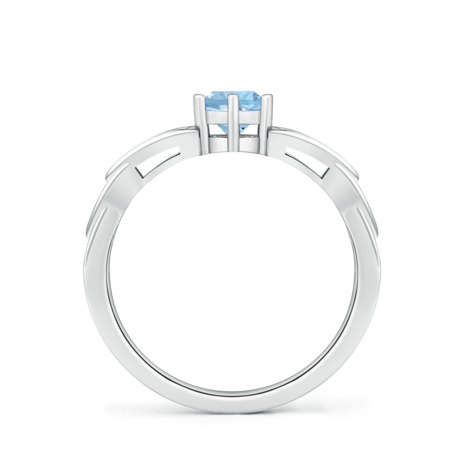 5mm AAA Solitaire Round Aquamarine Celtic Knot Ring in White Gold side 199