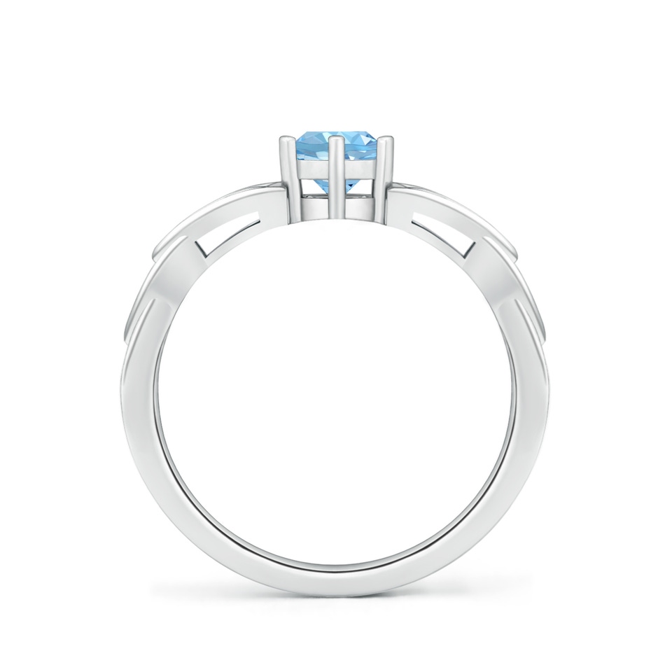 5mm AAAA Solitaire Round Aquamarine Celtic Knot Ring in 10K White Gold side 199
