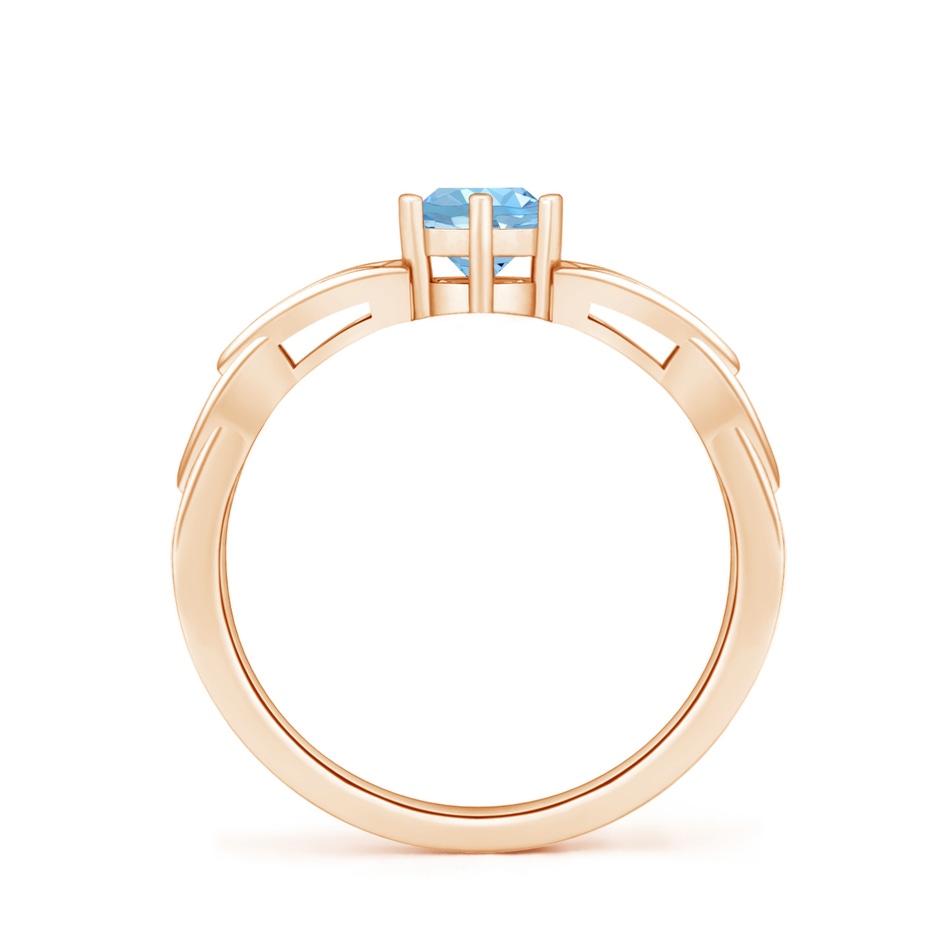 5mm AAAA Solitaire Round Aquamarine Celtic Knot Ring in Rose Gold side 199
