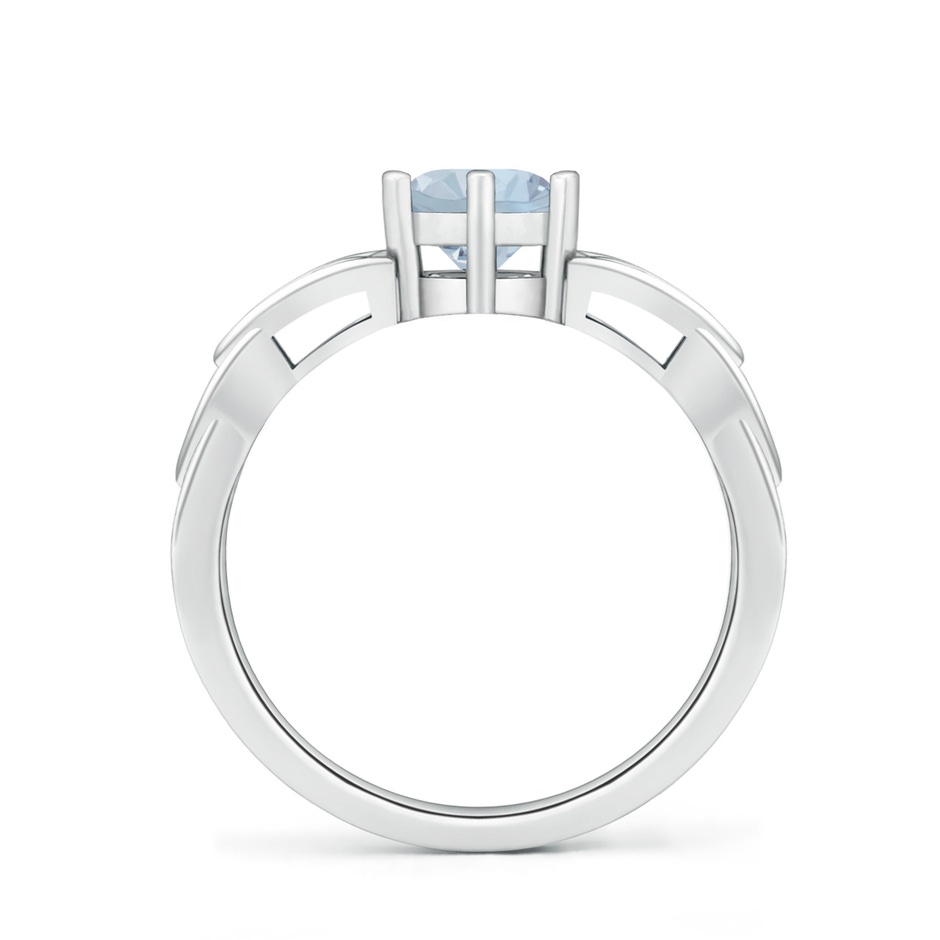 6mm A Solitaire Round Aquamarine Celtic Knot Ring in 18K White Gold side 199
