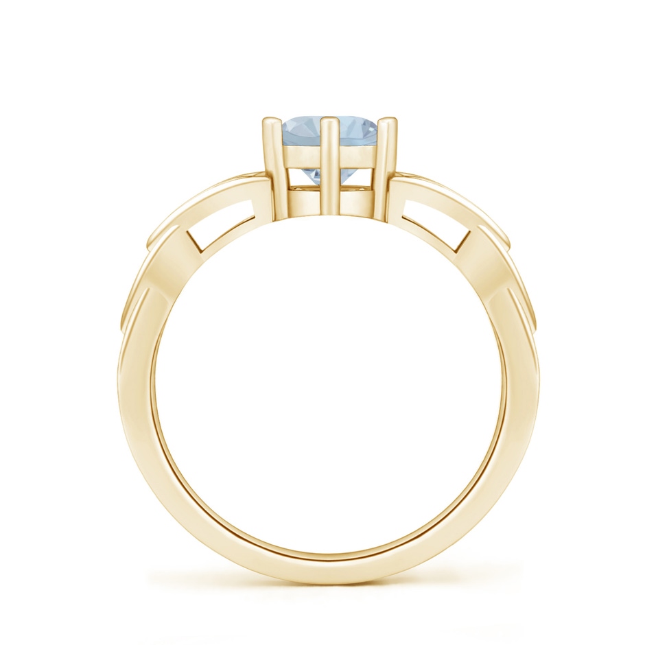 6mm A Solitaire Round Aquamarine Celtic Knot Ring in 18K Yellow Gold side 199