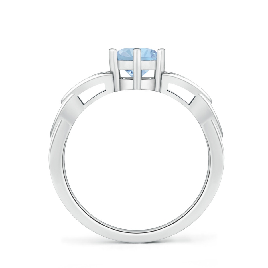 6mm AA Solitaire Round Aquamarine Celtic Knot Ring in 18K White Gold side 199