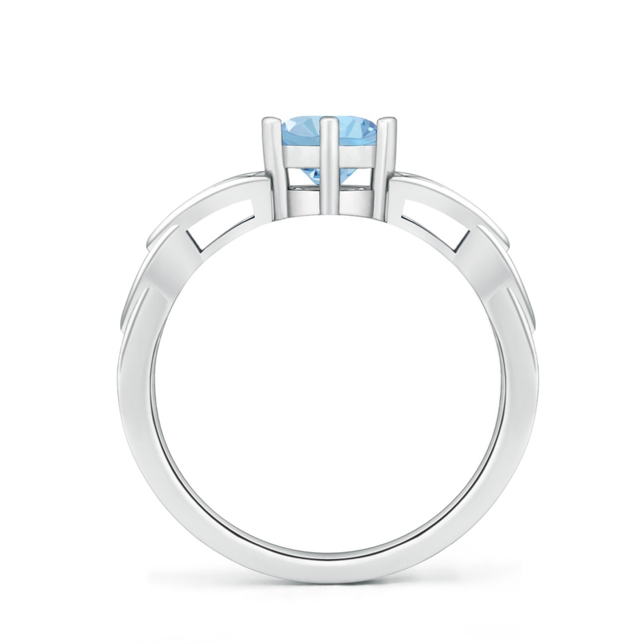 6mm AAA Solitaire Round Aquamarine Celtic Knot Ring in 18K White Gold side 199