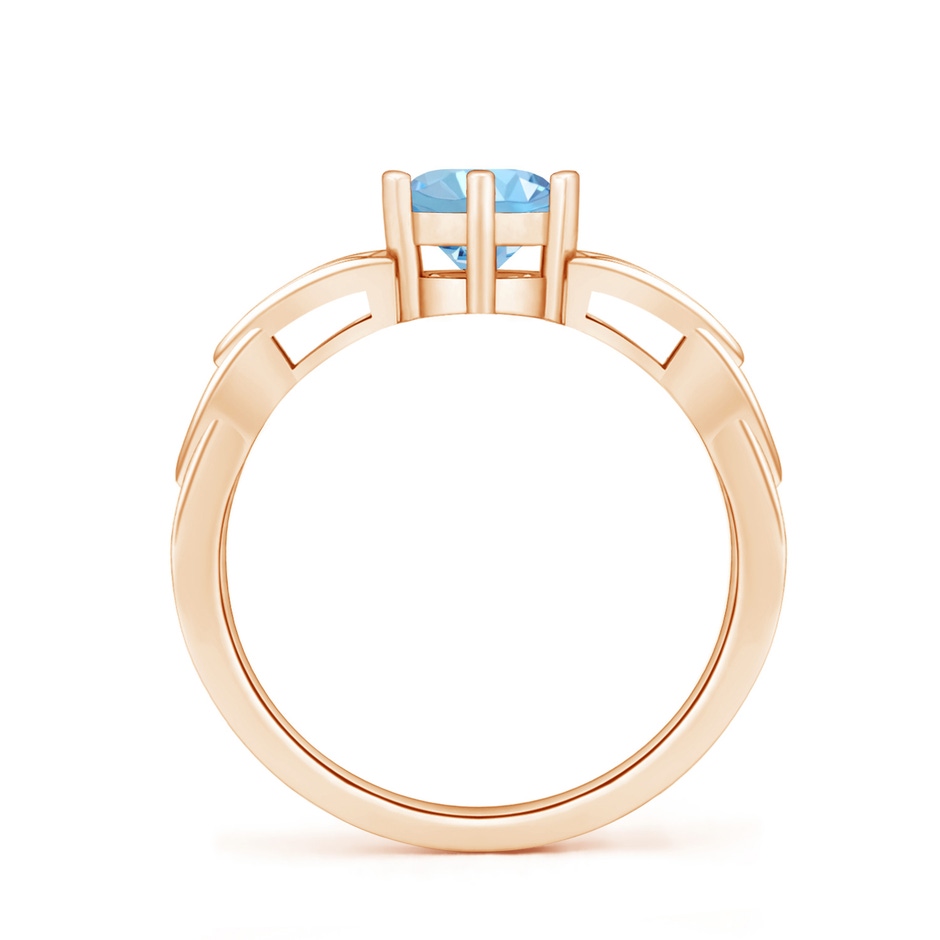 6mm AAAA Solitaire Round Aquamarine Celtic Knot Ring in 18K Rose Gold side 199
