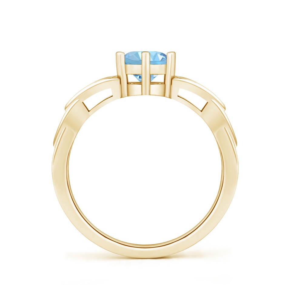 6mm AAAA Solitaire Round Aquamarine Celtic Knot Ring in 18K Yellow Gold side 199