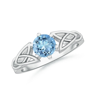 6mm AAAA Solitaire Round Aquamarine Celtic Knot Ring in P950 Platinum