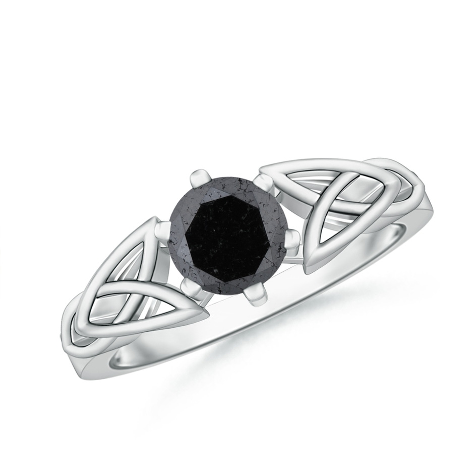 5.8mm A Solitaire Round Enhanced Black Diamond Celtic Knot Ring in White Gold 