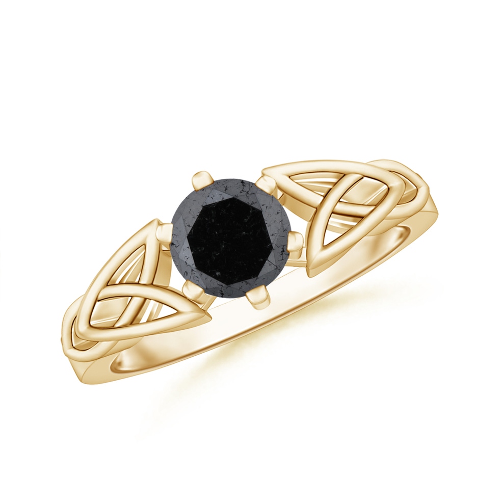 5.8mm A Solitaire Round Enhanced Black Diamond Celtic Knot Ring in Yellow Gold 