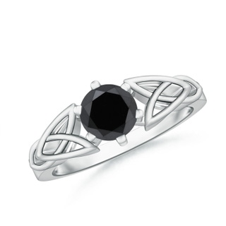 5.8mm AA Solitaire Round Black Diamond Celtic Knot Ring in P950 Platinum