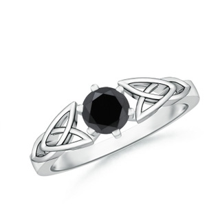 5mm AA Solitaire Round Black Diamond Celtic Knot Ring in P950 Platinum