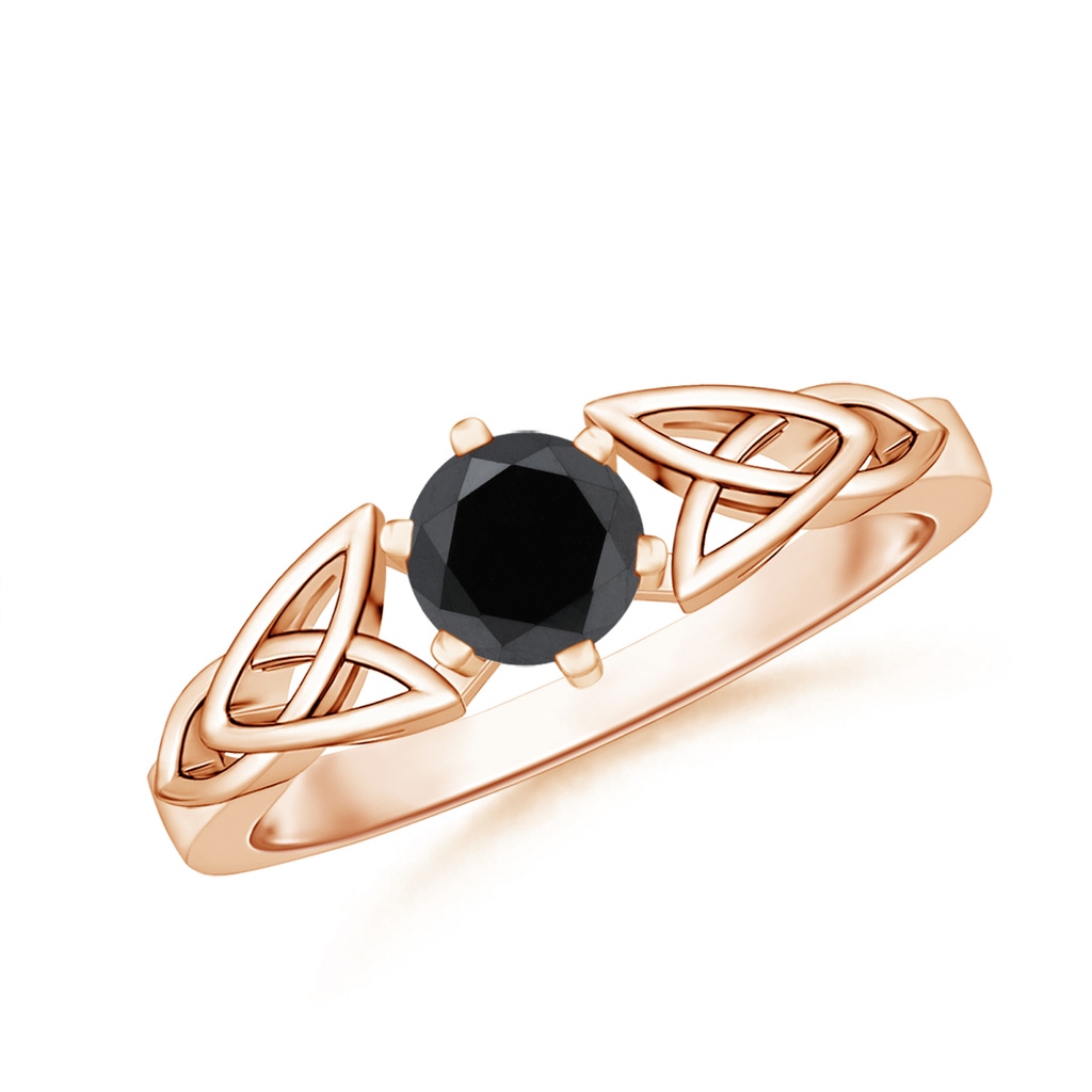 5mm AA Solitaire Round Black Diamond Celtic Knot Ring in Rose Gold