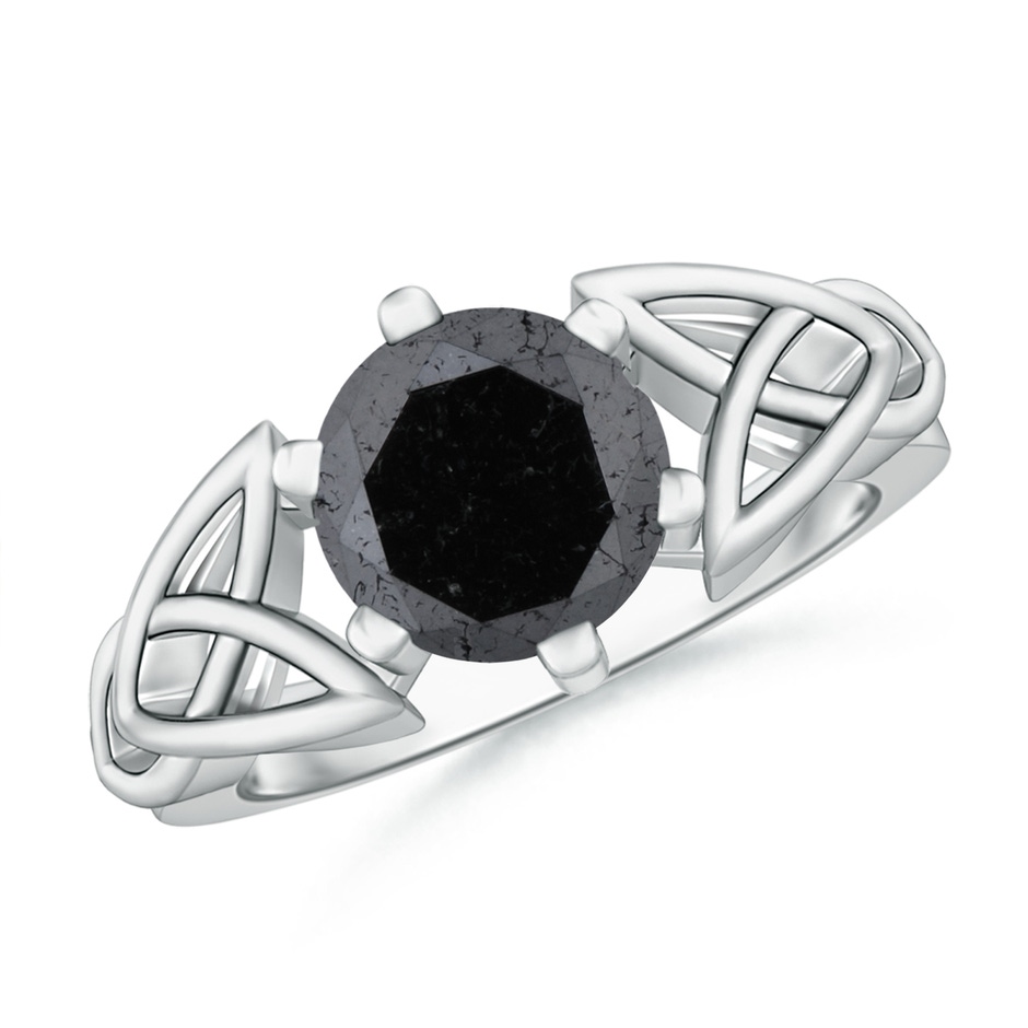 8mm A Solitaire Round Enhanced Black Diamond Celtic Knot Ring in White Gold 