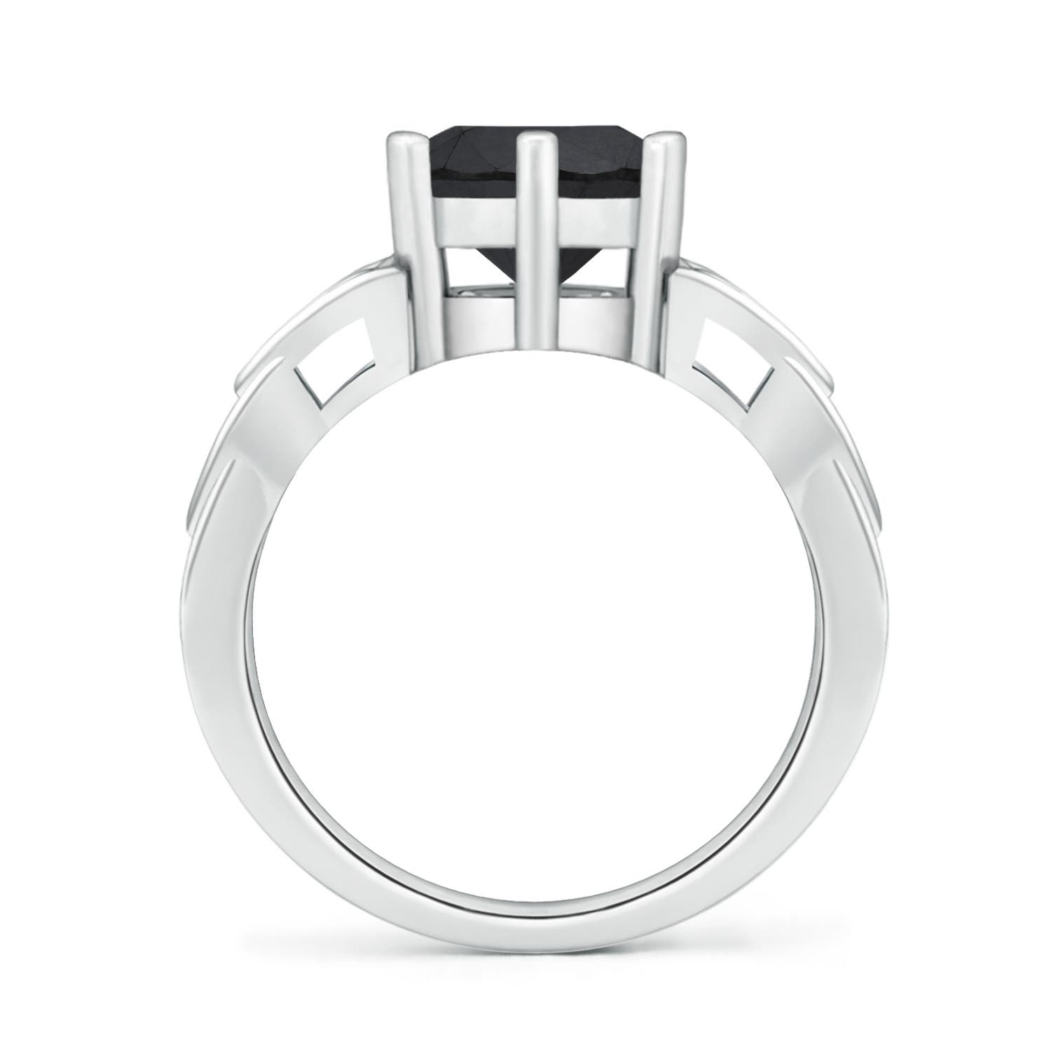 8mm AA Solitaire Round Enhanced Black Diamond Celtic Knot Ring in White Gold