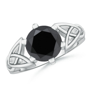 9.2mm AA Solitaire Round Black Diamond Celtic Knot Ring in P950 Platinum