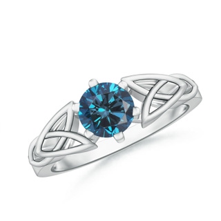 5.8mm AAA Solitaire Round Blue Diamond Celtic Knot Ring in P950 Platinum