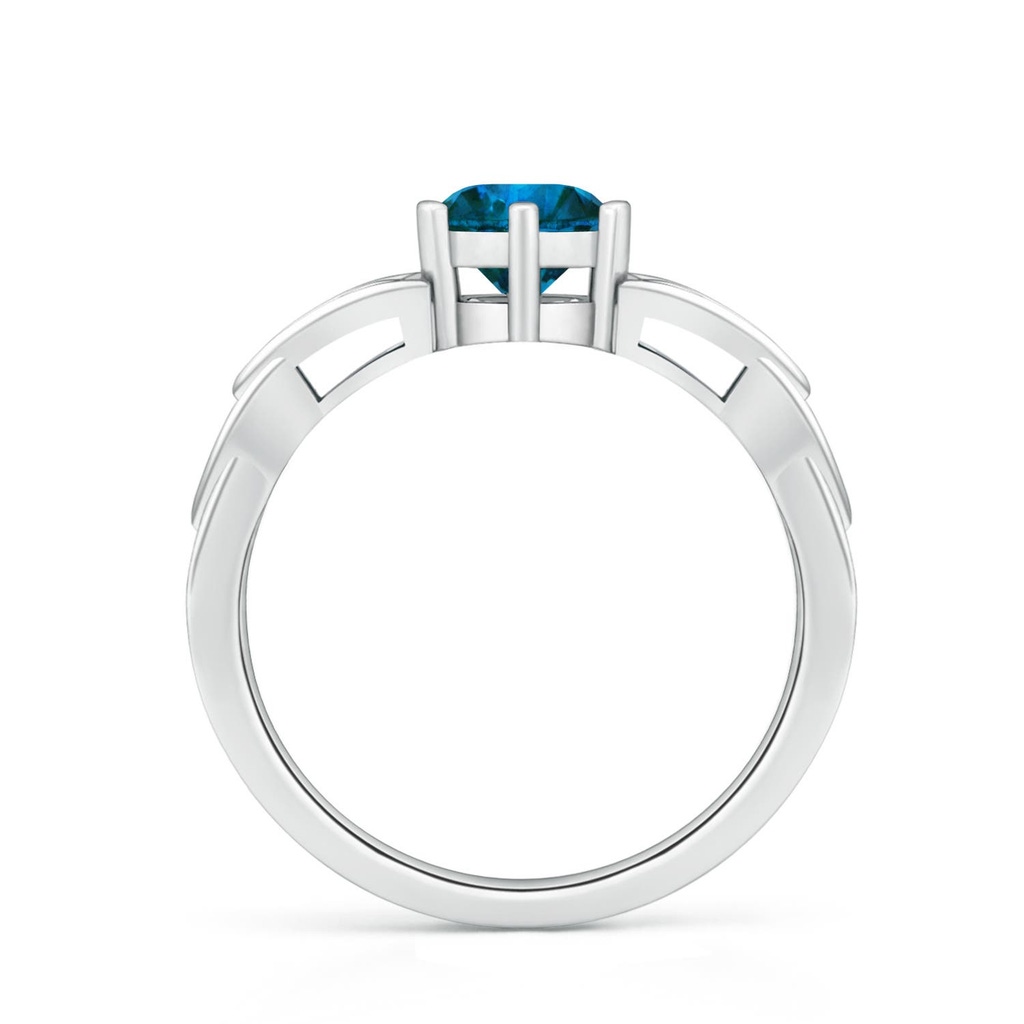 5.8mm AAA Solitaire Round Enhanced Blue Diamond Celtic Knot Ring in White Gold - side 199