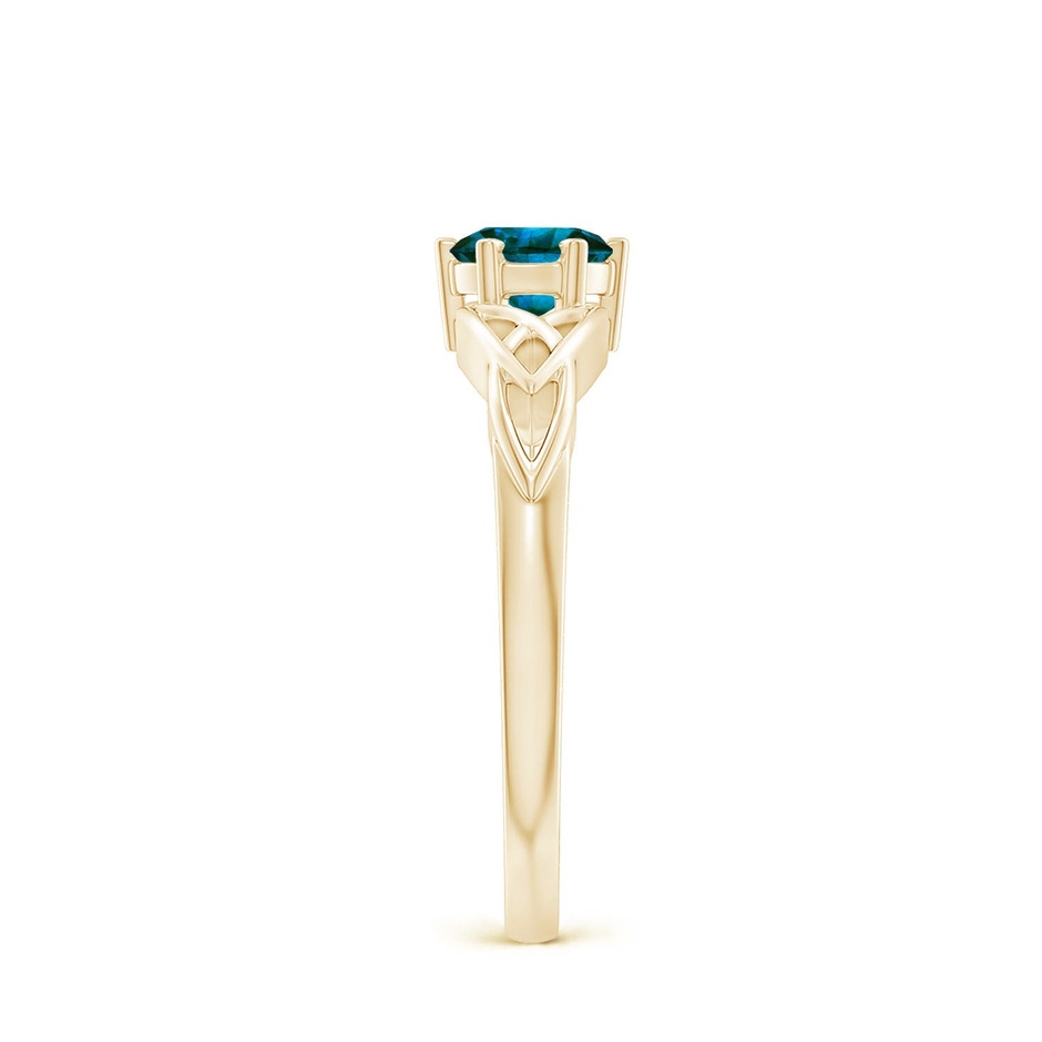 5mm AA Solitaire Round Enhanced Blue Diamond Celtic Knot Ring in Yellow Gold side 299