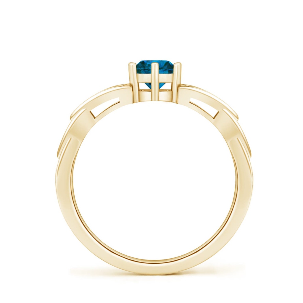 5mm AAA Solitaire Round Enhanced Blue Diamond Celtic Knot Ring in 18K Yellow Gold - side 199