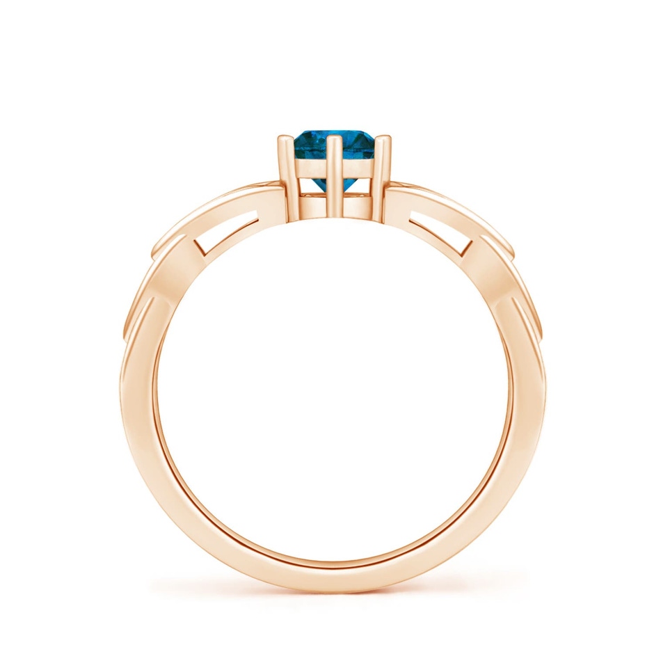 5mm AAA Solitaire Round Enhanced Blue Diamond Celtic Knot Ring in Rose Gold side 199