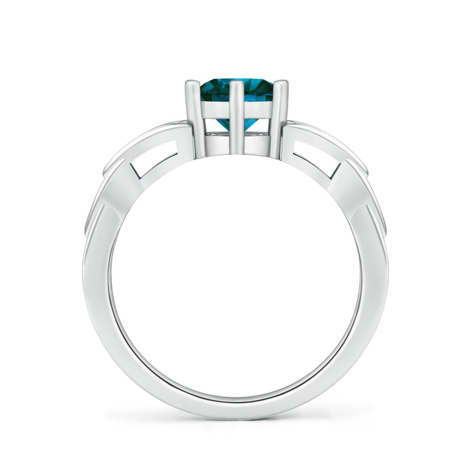 6.4mm AA Solitaire Round Enhanced Blue Diamond Celtic Knot Ring in P950 Platinum side 199