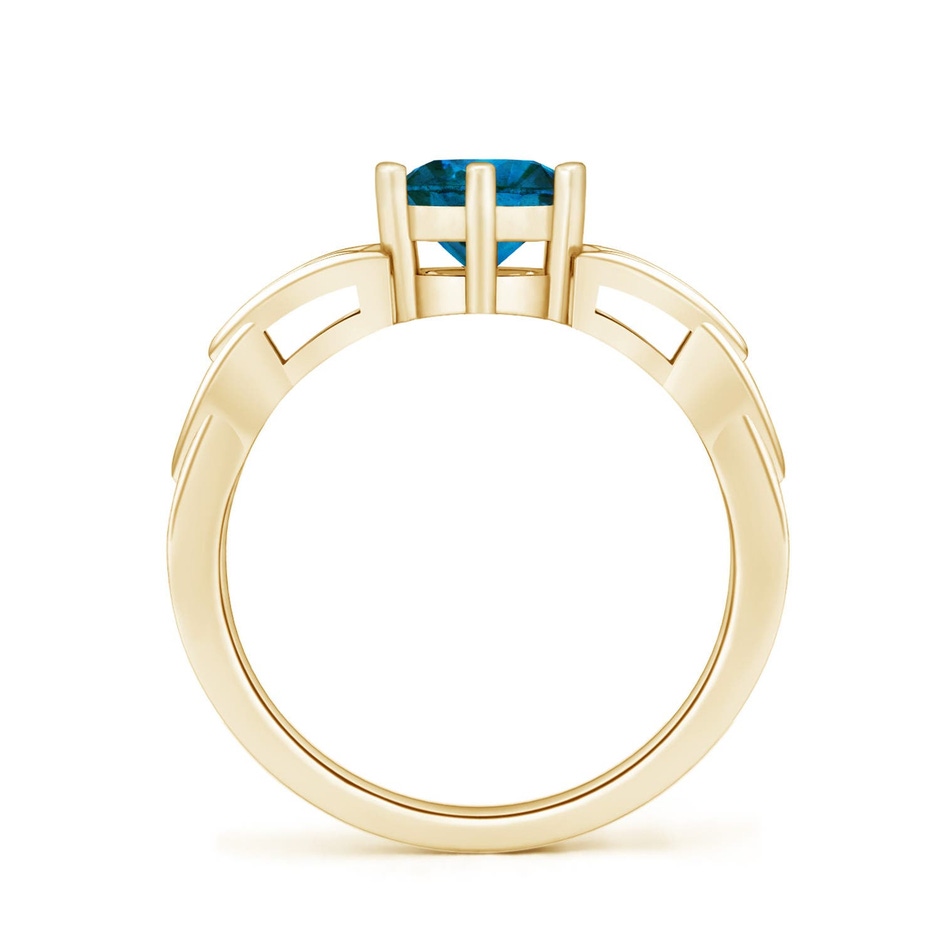 6.4mm AAA Solitaire Round Enhanced Blue Diamond Celtic Knot Ring in Yellow Gold side 199