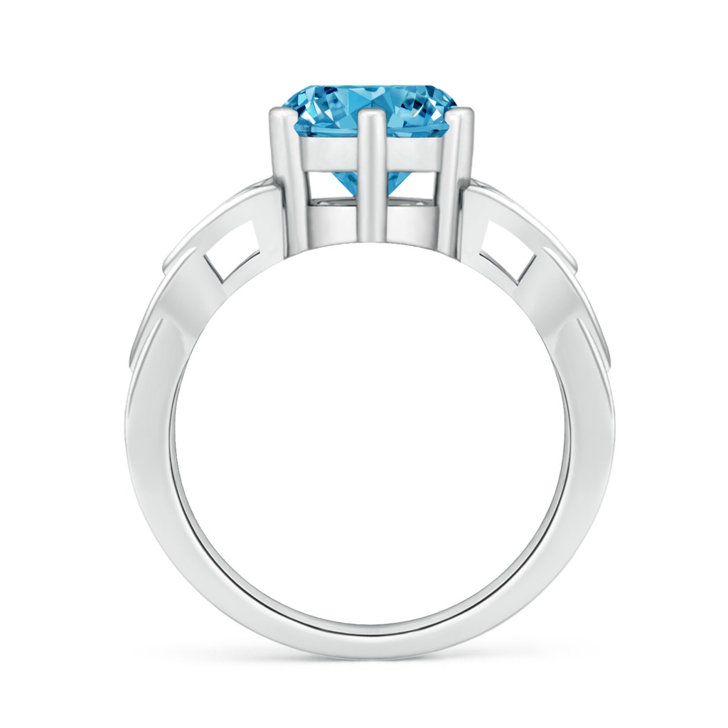 8.1mm AAAA Solitaire Round Fancy Intense Blue Diamond Celtic Knot Ring in White Gold - side 199