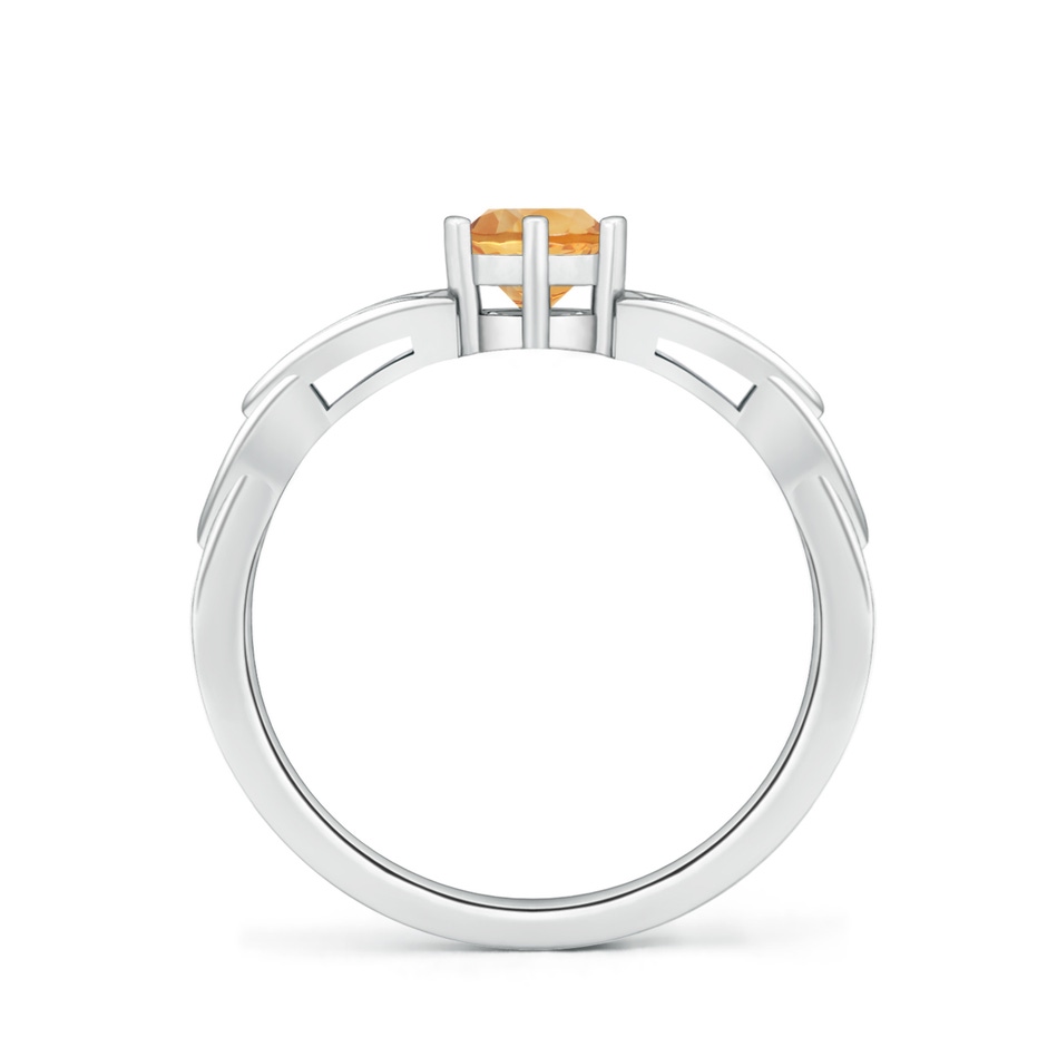 5mm A Solitaire Round Citrine Celtic Knot Ring in White Gold side-1