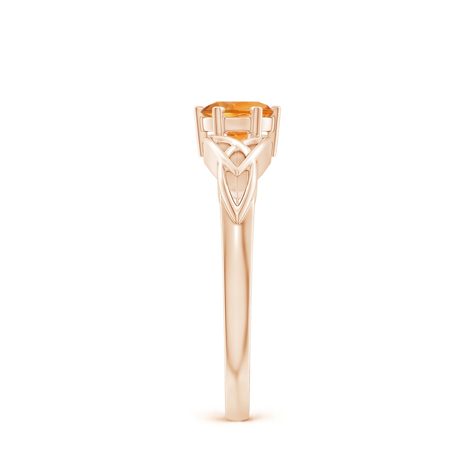 5mm AAA Solitaire Round Citrine Celtic Knot Ring in Rose Gold side-2