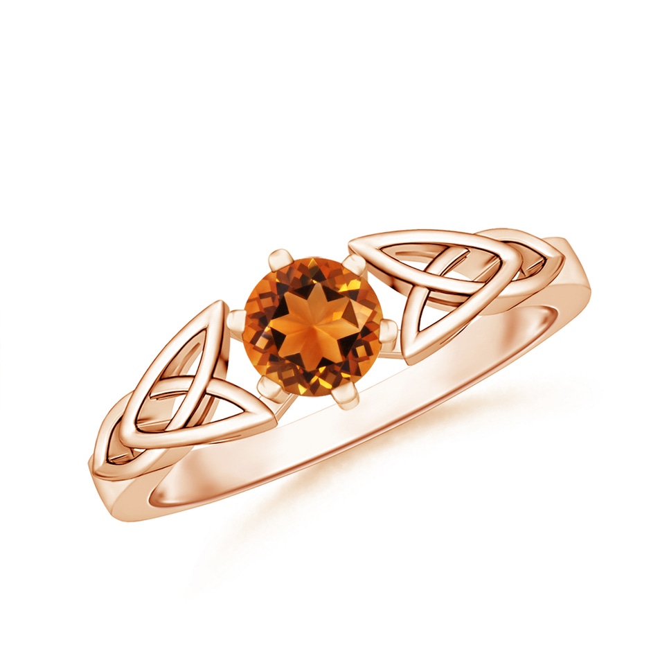 5mm AAAA Solitaire Round Citrine Celtic Knot Ring in Rose Gold 