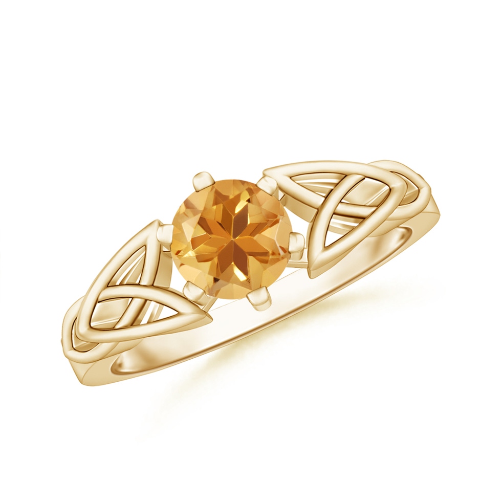6mm A Solitaire Round Citrine Celtic Knot Ring in Yellow Gold 