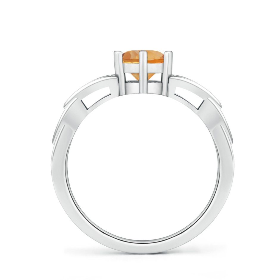 6mm AA Solitaire Round Citrine Celtic Knot Ring in White Gold side-1