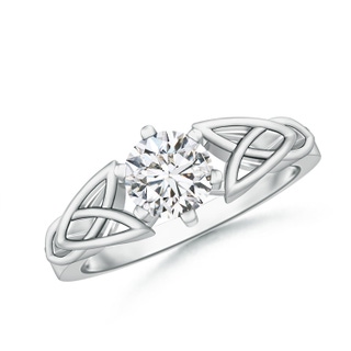 5.8mm HSI2 Solitaire Round Diamond Celtic Knot Ring in White Gold