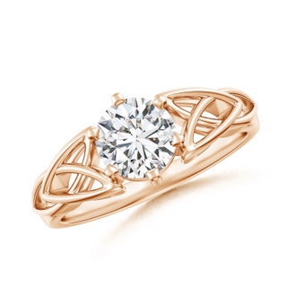 6.4mm HSI2 Solitaire Round Diamond Celtic Knot Ring in Rose Gold