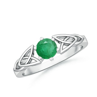 5mm A Solitaire Round Emerald Celtic Knot Ring in P950 Platinum
