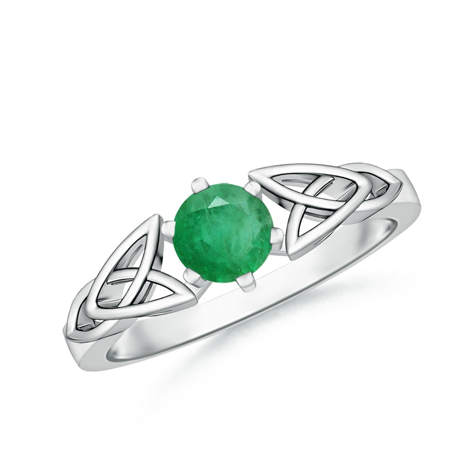 5mm A Solitaire Round Emerald Celtic Knot Ring in P950 Platinum 